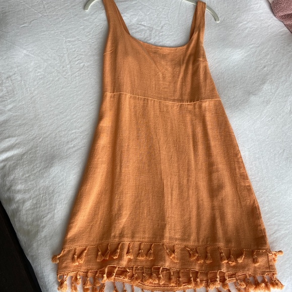 Feel the Sunshine Washed Orange Tassel Mini Dress - Picture 7 of 9